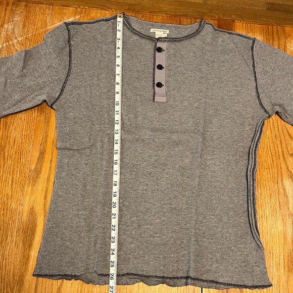 Carbon2Cobalt Men's Size L 100% Cotton L/S Cotton Henley. Charcoal - Picture 6 of 8